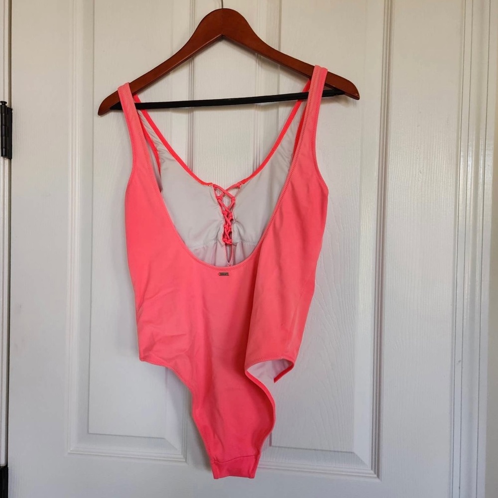 Victoria Secret neon pink/coral one piece. Size M - Picture 2 of 3